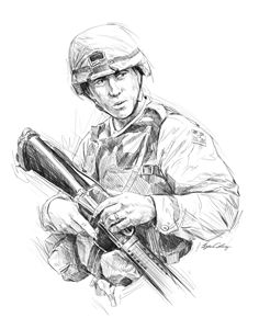 Army Soldier digital portrait - Byron Chaney's Illustration and Design