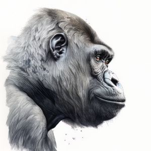 Gorilla Animal Portrait Watercolor - Frank095