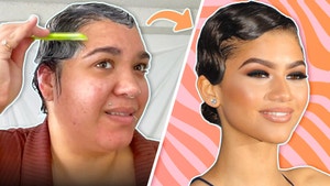 Jazzmyne trying to do finger waves, photo of Zendaya with a similar style.