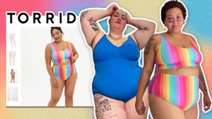 Jordan and Jazzmyne wearing Torrid swimsuits.