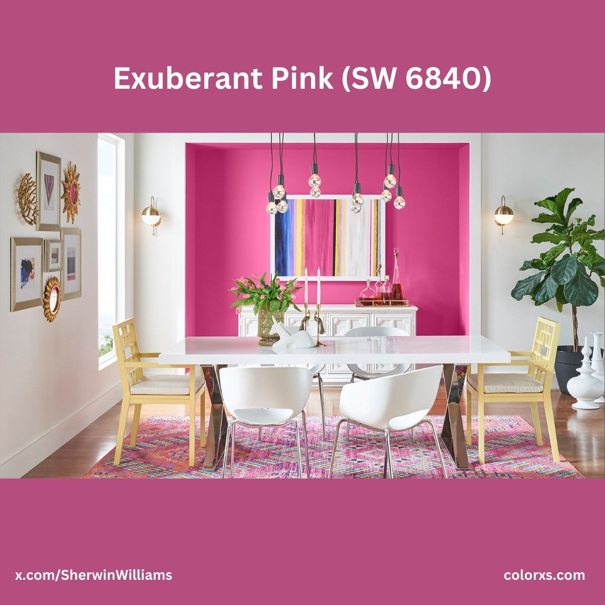 Sherwin Williams Exuberant Pink (SW 6840) on Accent-Wall