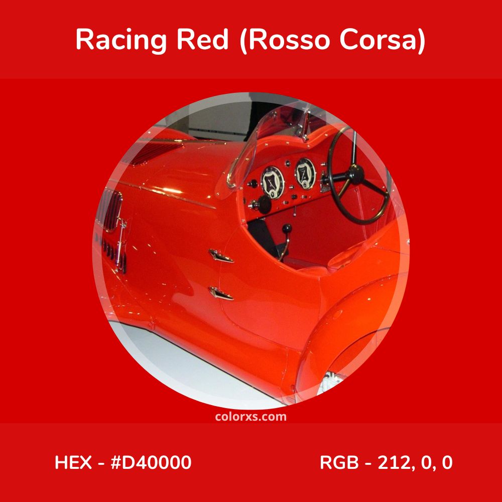 About Racing Red (Rosso Corsa) color - its meaning and example