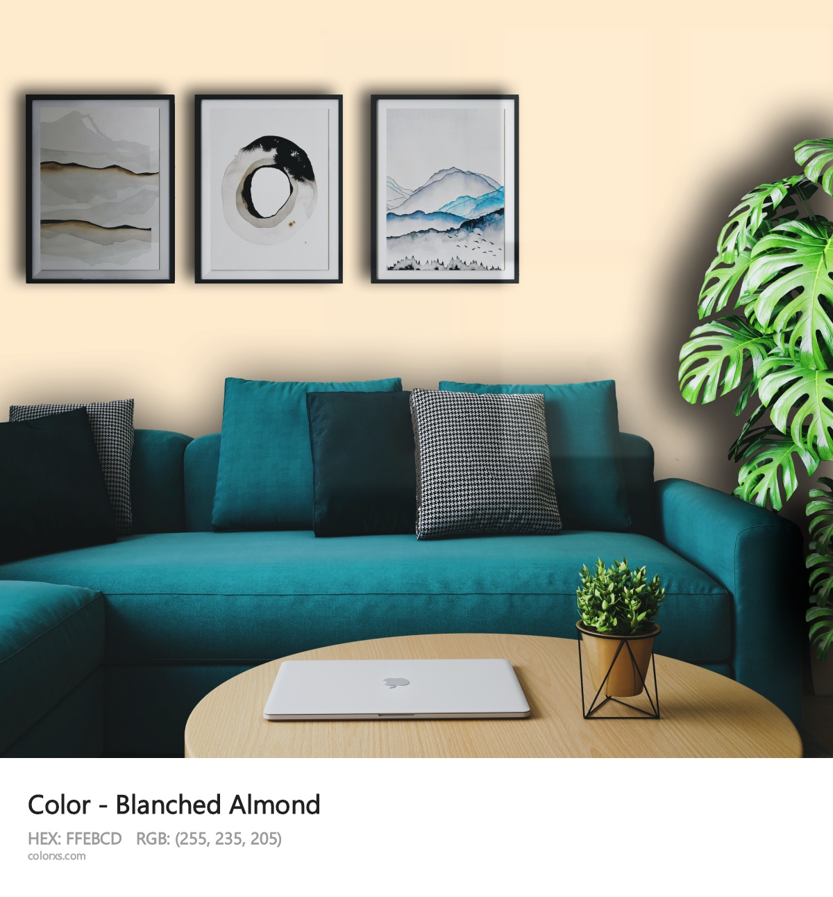 Blanched Almond Color cozy coffee corner interior