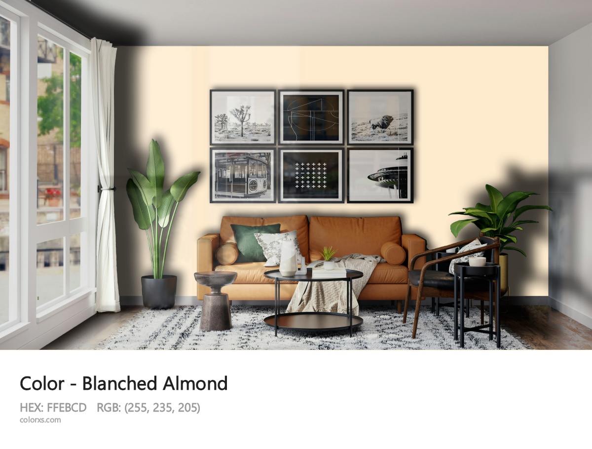 Blanched Almond Color modern minimalist living room interior