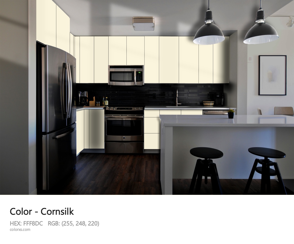 Cornsilk Color modular kitchen design