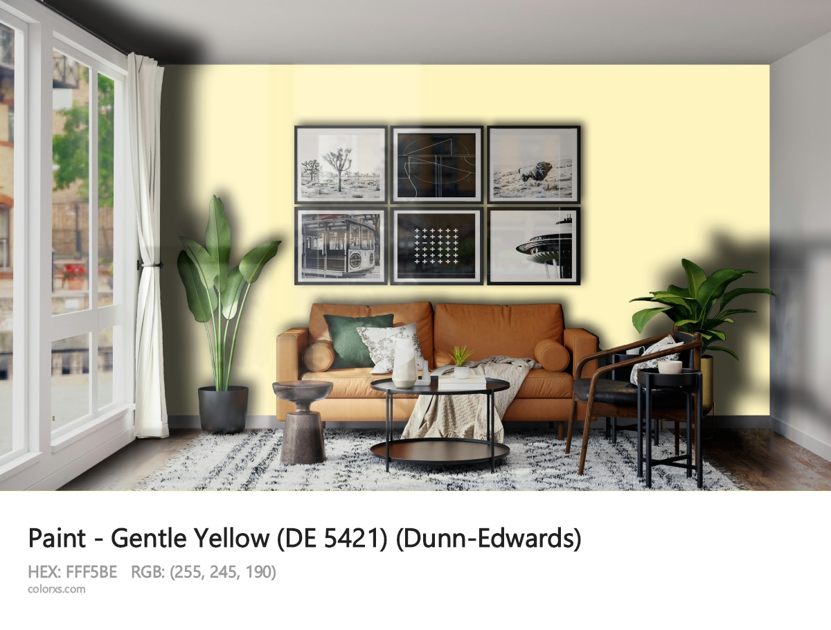 Dunn-Edwards Gentle Yellow (DE 5421) Paint modern minimalist living room interior