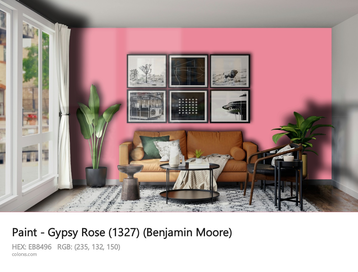 Benjamin Moore Gypsy Rose (1327) Paint modern minimalist living room interior