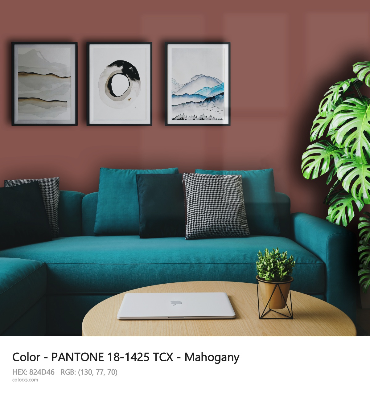 PANTONE 18-1425 TCX - Mahogany CMS cozy coffee corner interior