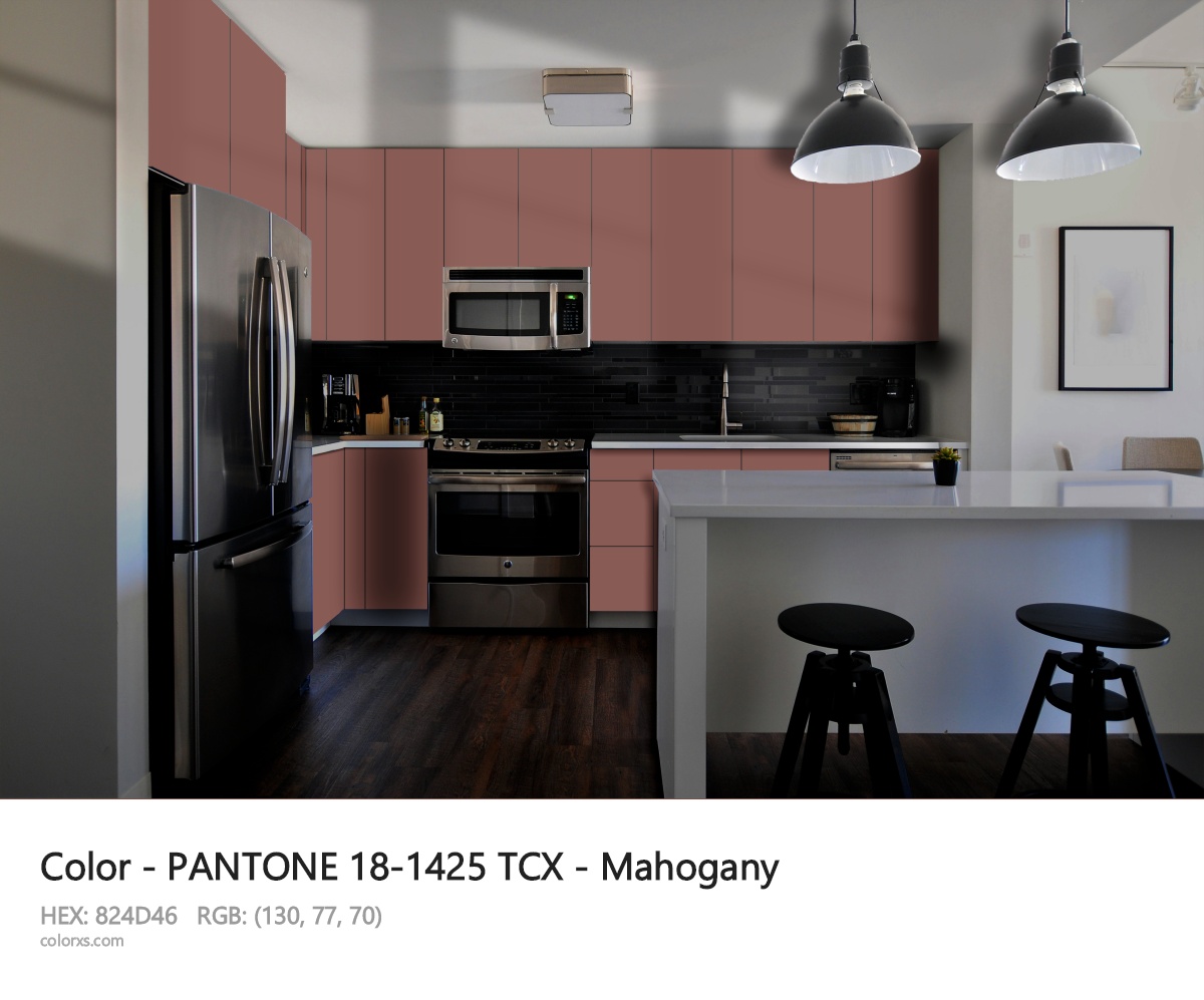 PANTONE 18-1425 TCX - Mahogany CMS modular kitchen design