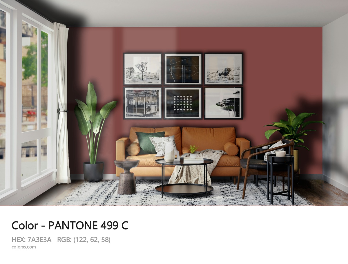 PANTONE 499 C CMS modern minimalist living room interior