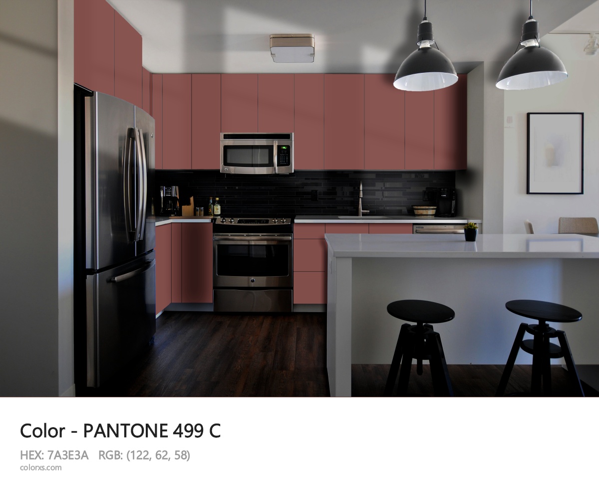 PANTONE 499 C CMS modular kitchen design