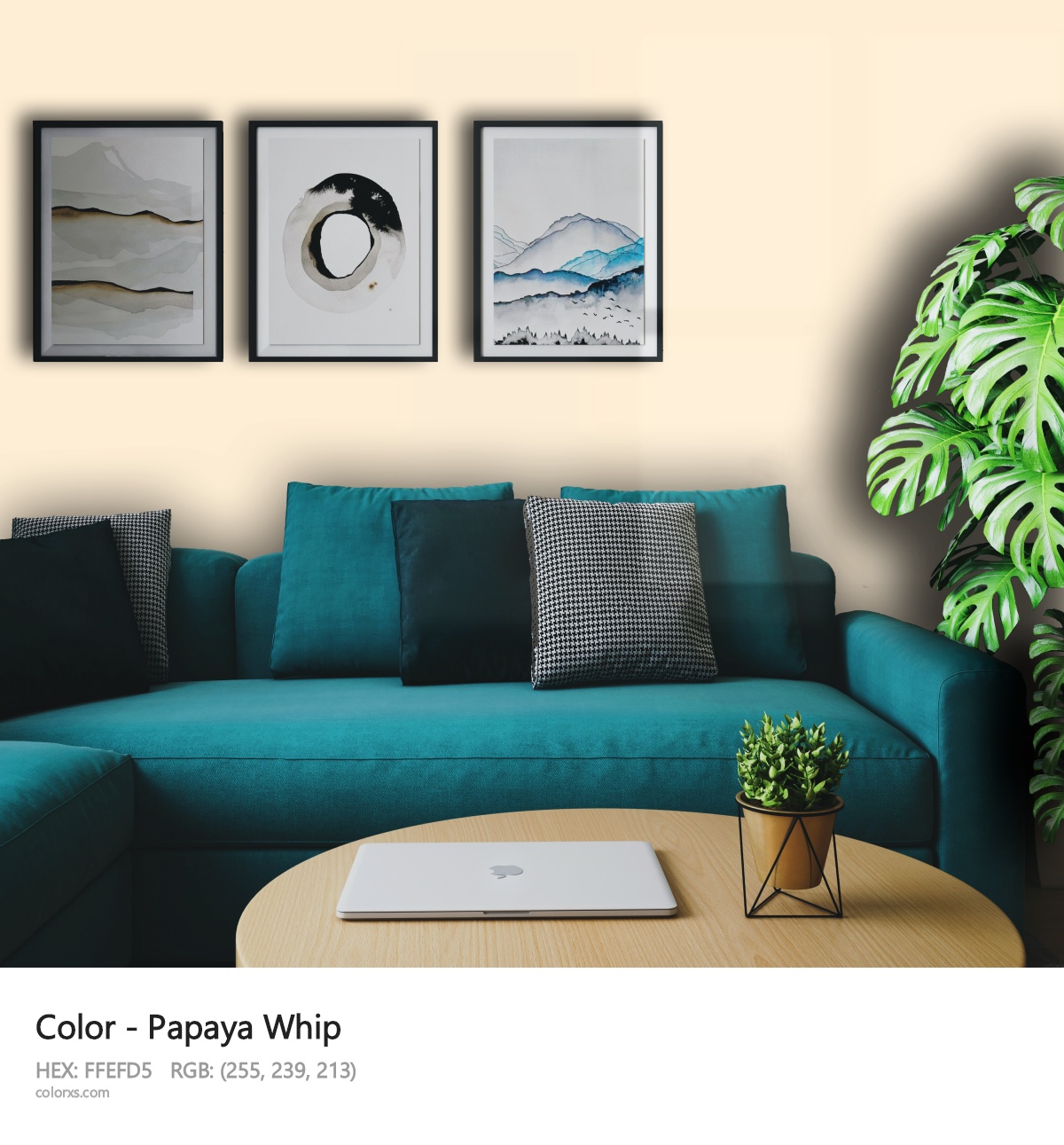 Papaya Whip Color cozy coffee corner interior