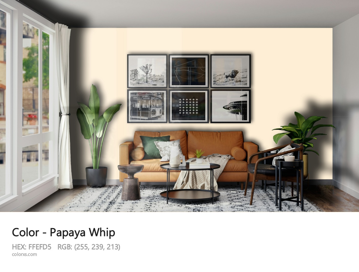 Papaya Whip Color modern minimalist living room interior