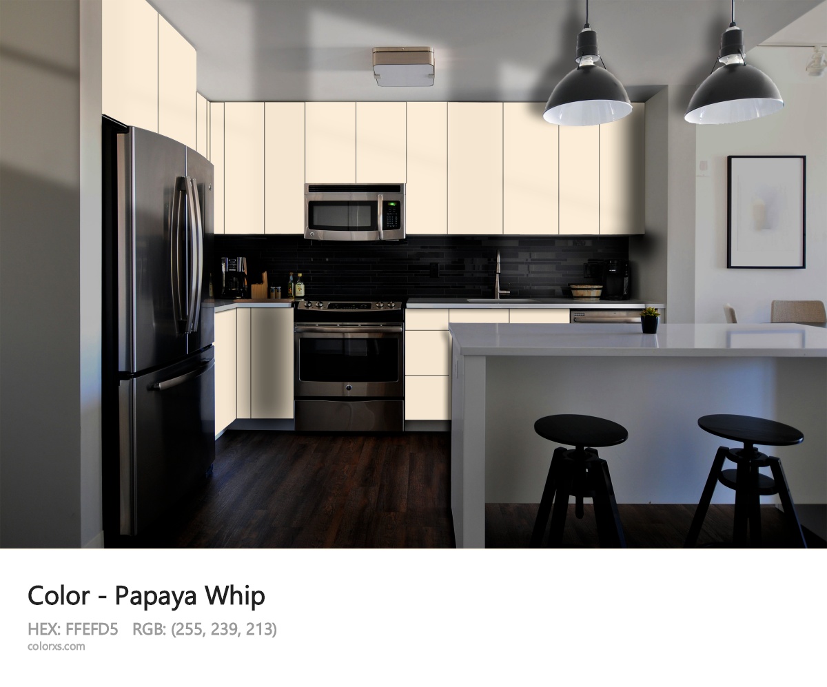 Papaya Whip Color modular kitchen design