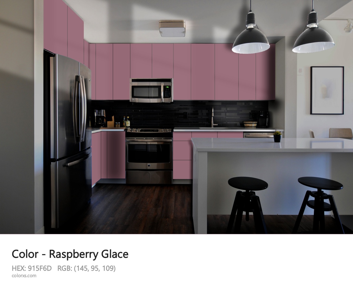 Raspberry Glace Color modular kitchen design