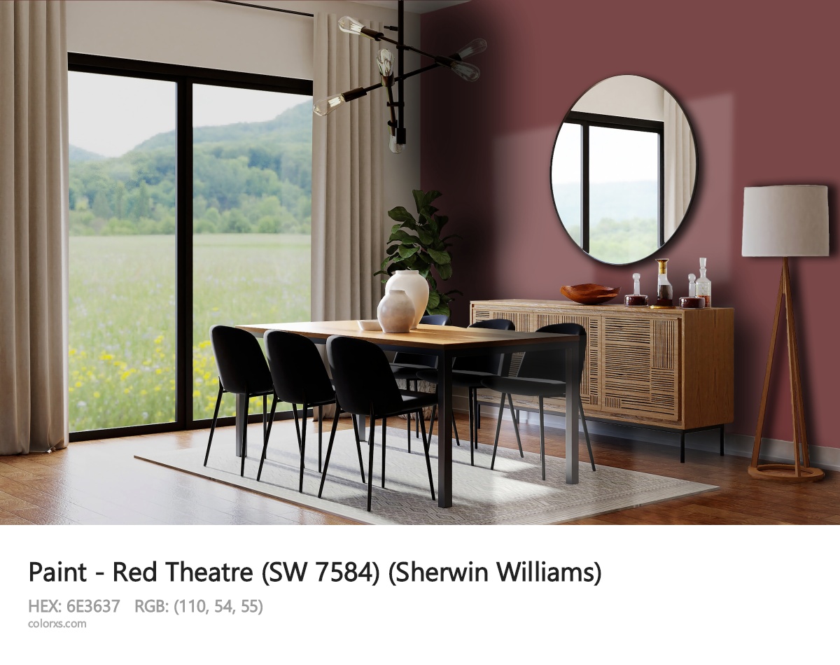 Sherwin Williams Red Theatre (SW 7584) Paint dining room design