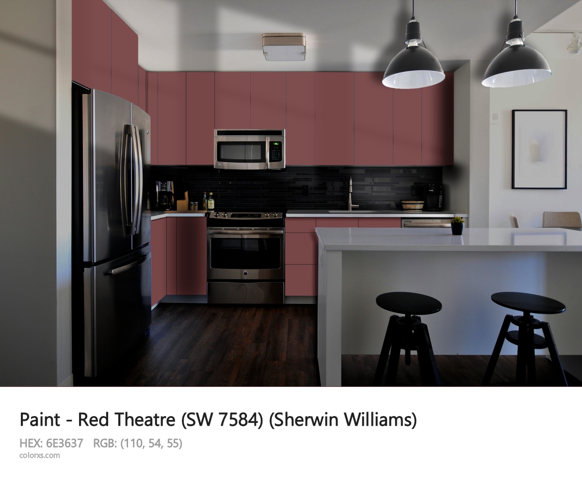 Sherwin Williams Red Theatre (SW 7584) Paint modular kitchen design