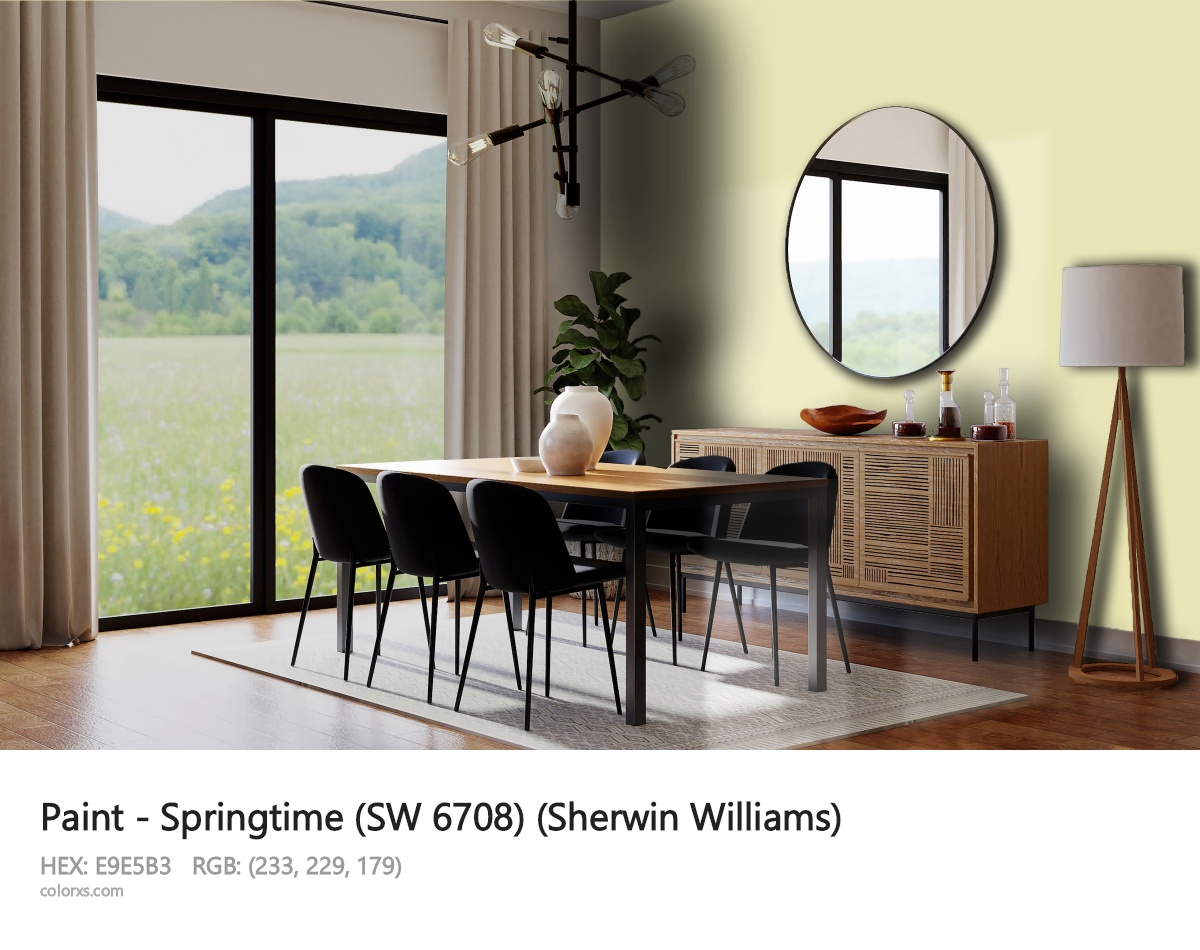 Sherwin Williams Springtime (SW 6708) Paint dining room design