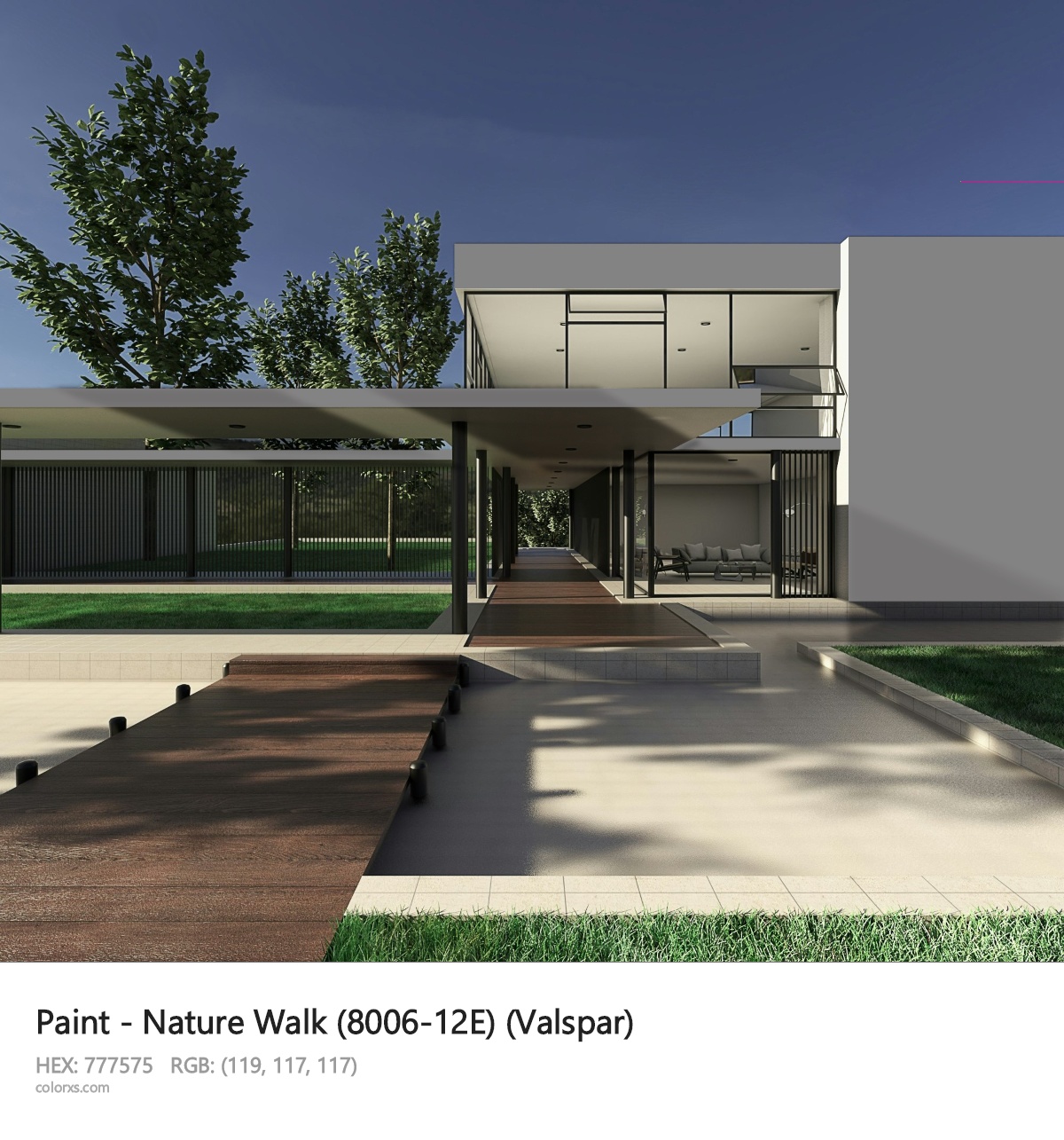 Valspar Nature Walk (8006-12E) Paint exterior design modern house with walkway