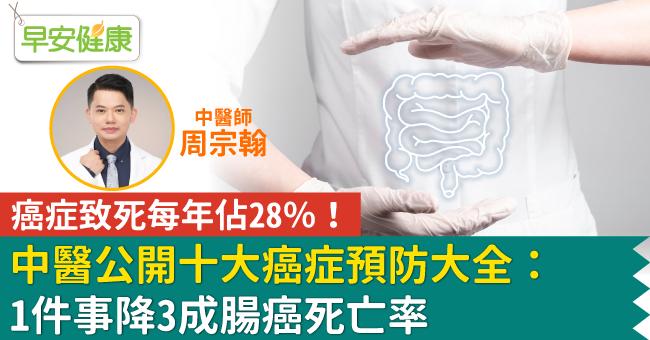 癌症致死每年佔28％！中醫公開十大癌症預防大全：1件事降3成腸癌死亡率