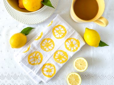 finished citrus print tea towel