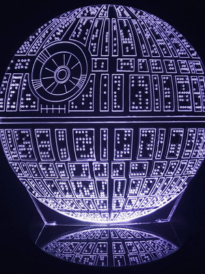 Luminária 3d star wars estrela da morte acrílico led abajur