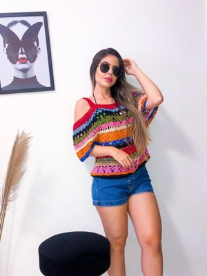 Blusa ciganinha de crochê