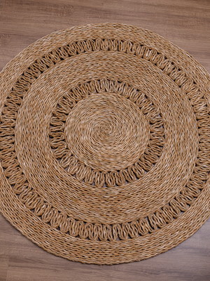 Tapete em fibra natural taboa 120 cm decoração sala rustico