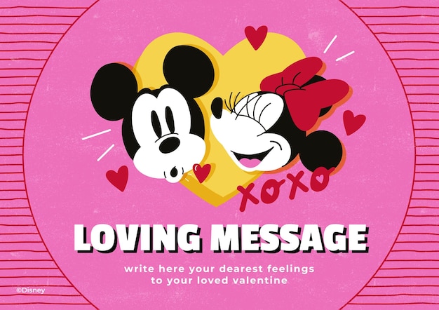 Mickey i Minnie Mouse Valentines Day Card.