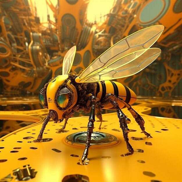 Abeja de estilo futurista al aire libre