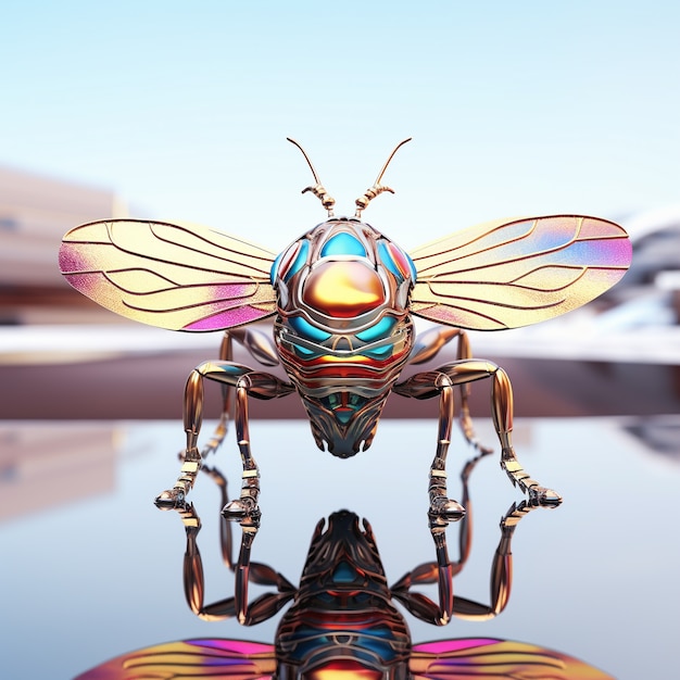 Abeja de estilo futurista al aire libre