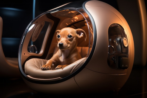 El perro adorable de estilo futurista