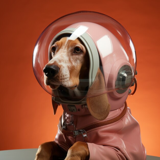 El perro adorable de estilo futurista