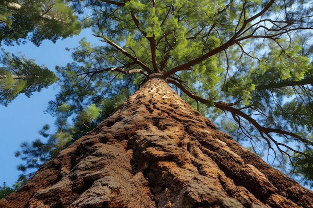 Perspettiva a basso angolo di un albero con un bellissimo baldacchino