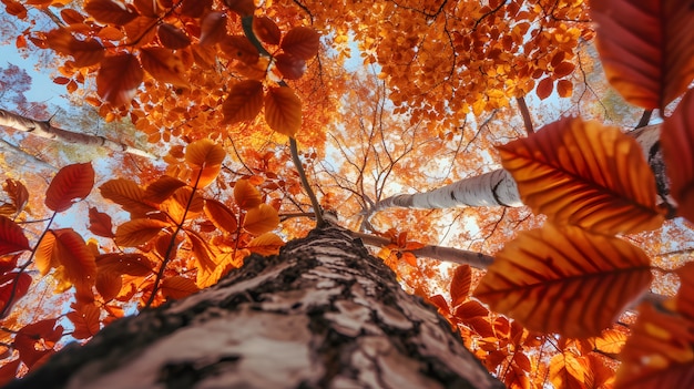 Perspettiva a basso angolo di un albero con un bellissimo baldacchino