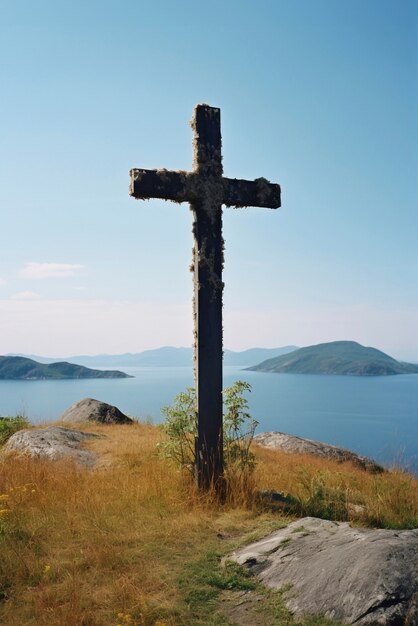 Vista di una semplice croce religiosa 3D