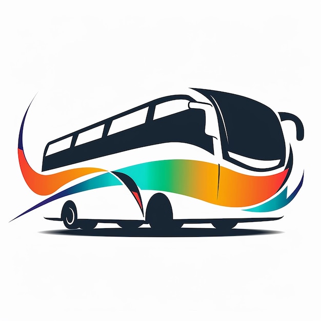 Logo colorato dell'autobus su sfondo bianco