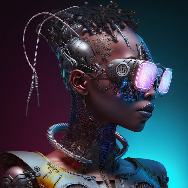 Concepto de retrato estético cyberpunk