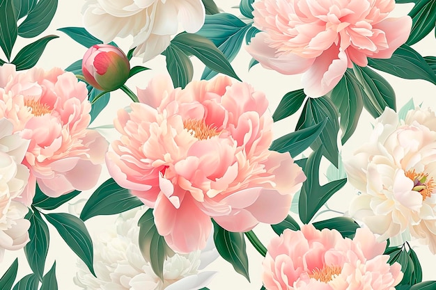 Foto gratuita arte floreale astratta sfondo modello acquerello botanico illustrazioni floreali vettoriali di boccioli foglie toni pastello cornice peonia senza cuciture per biglietto di auguri o poster di invito a nozze