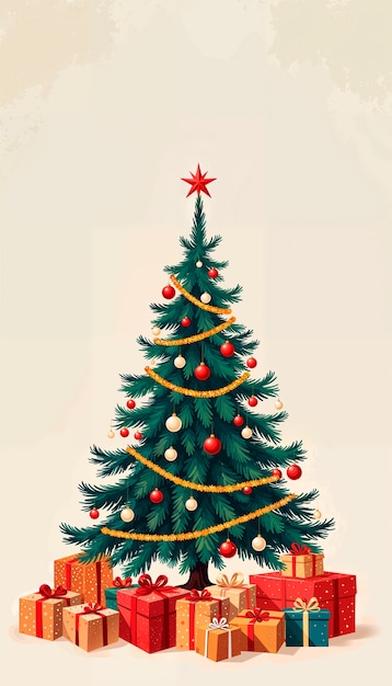 Foto gratuita illustrazione di sfondo dell'albero di natale