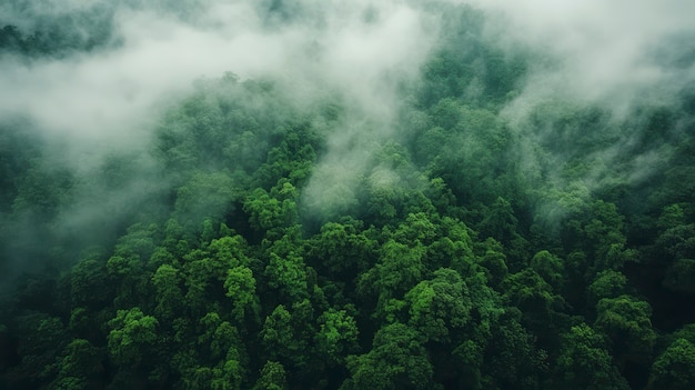 Foto gratuita paesaggio di foresta nuvolosa