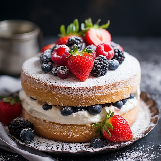 Foto gratuita una deliziosa torta con frutta.