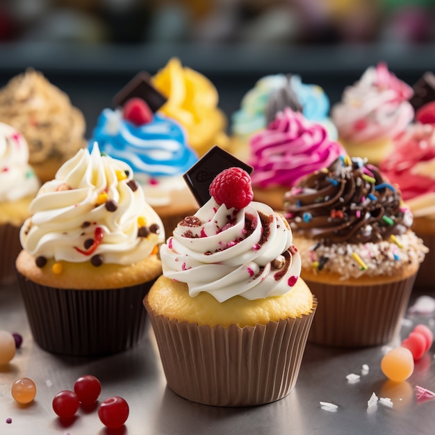 Foto gratuita deliziosi cupcakes con confettini