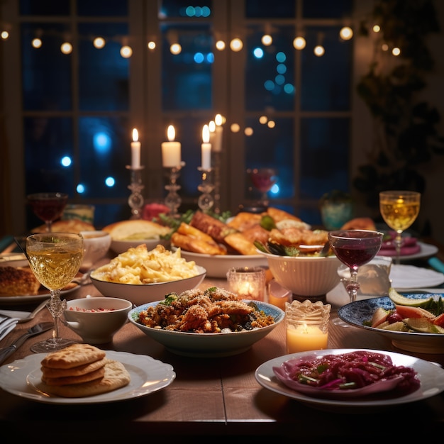 Foto gratuita delizioso cibo preparato per la celebrazione ebraica di hanukkah