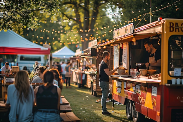 Foto gratuita godersi il festival del cibo di strada