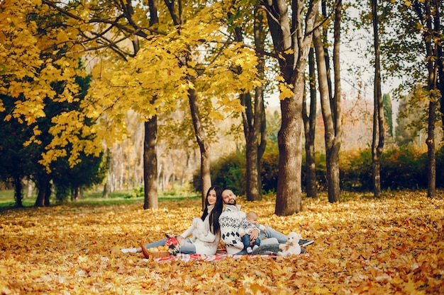 Foto gratuita famiglia con il figlio in un parco in autunno