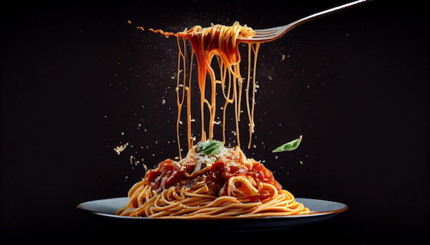 Foto gratuita pasta gourmet italiana alla bolognese con parmigiano fresco generata da ai