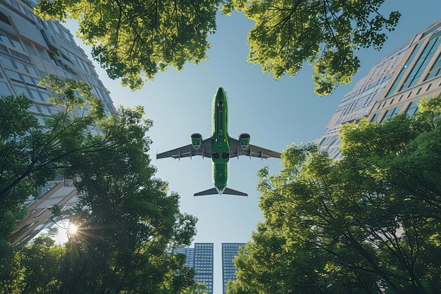 Foto gratuita concetto di energia sostenibile per l'aereo verde