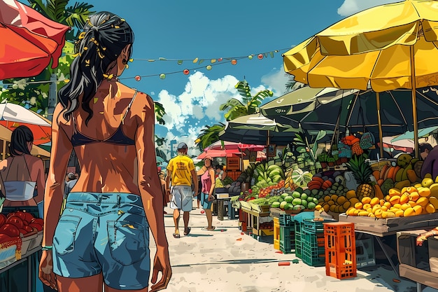 Foto gratuita illustrazione delle hawaii in stile fumetto retro