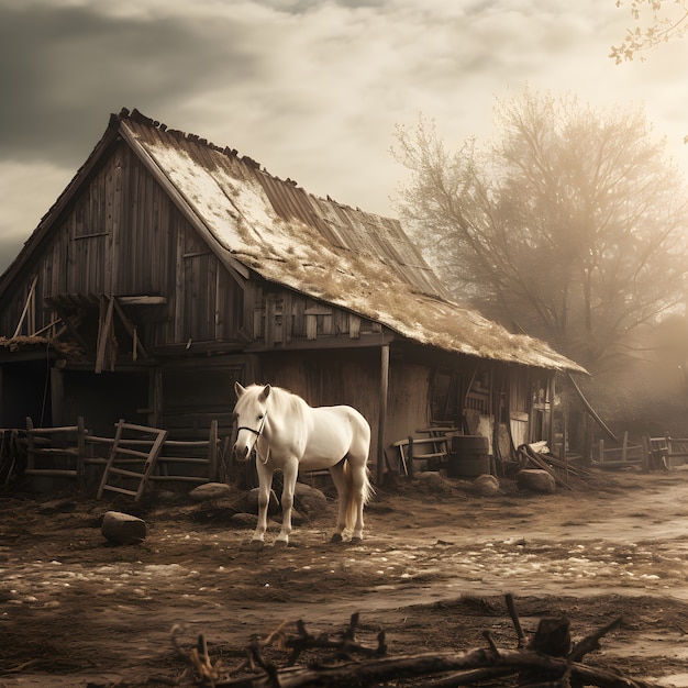 Foto gratuita il cavallo nella natura genera immagine